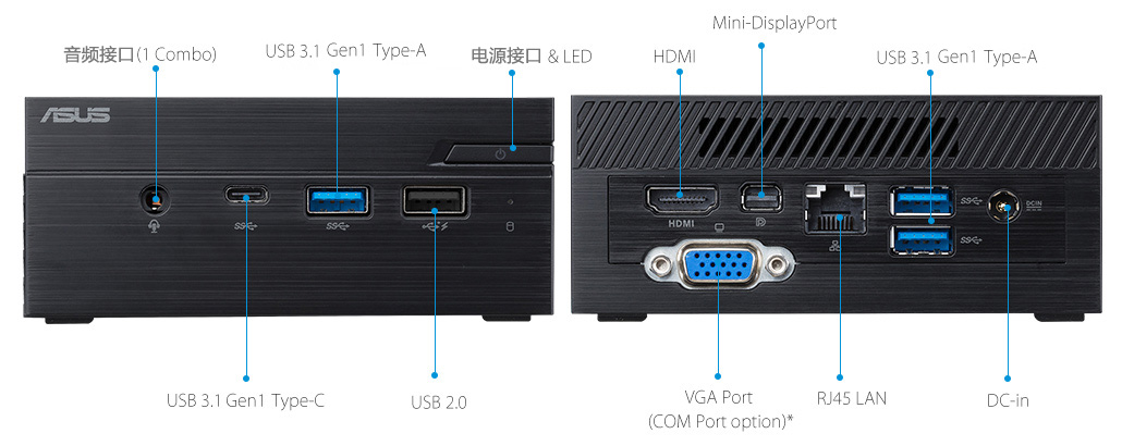 ASUSPRO PN40-Business mini PC- hdmi- USB 3.1- serial port and ASUSPRO PN40-Business mini PC-ODD-Wirelss Antenna