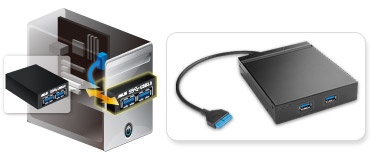 3.5インチベイで使用できるUSB 3.0 I/Oボックスが付属しています