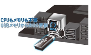 CPUやメモリがなくてもEFI BIOSの更新を行える「USB BIOS Flashback」