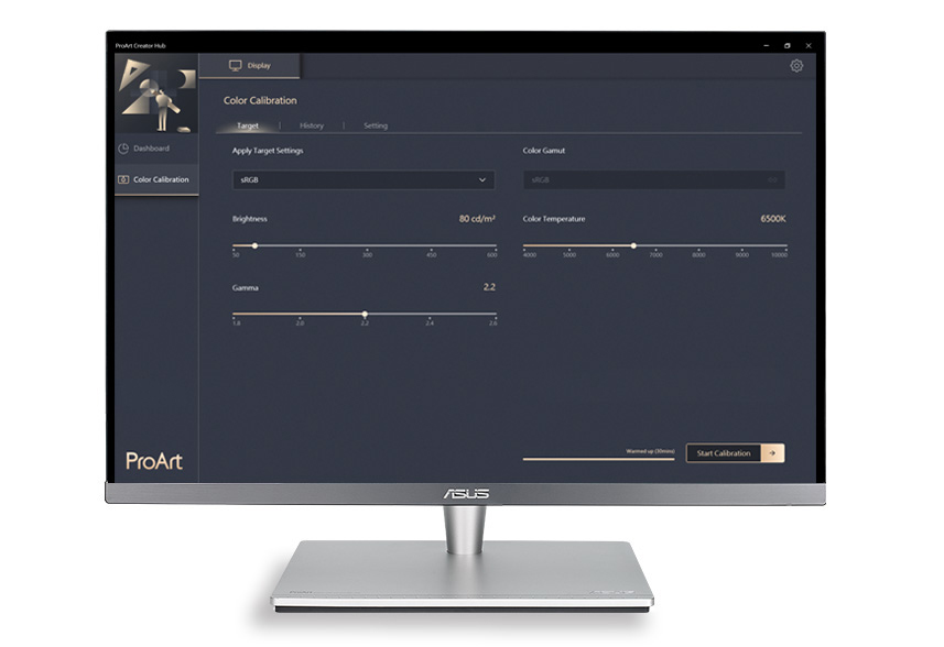 ASUS ProArt kalibratietechnologie bereikt optimale kleurnauwkeurigheid bij het werken met verschillende soorten content, via een verscheidenheid aan geavanceerde configuraties