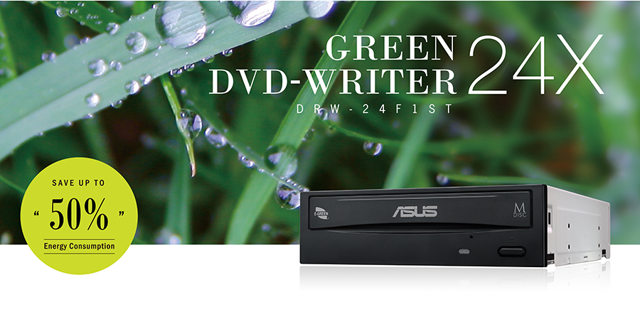 ASUS DRW-24F1ST is an energy-efficient internal DVD drive