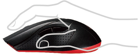 ASUS Cerberus Mouse features rubber side grips that stay cool to the touch.