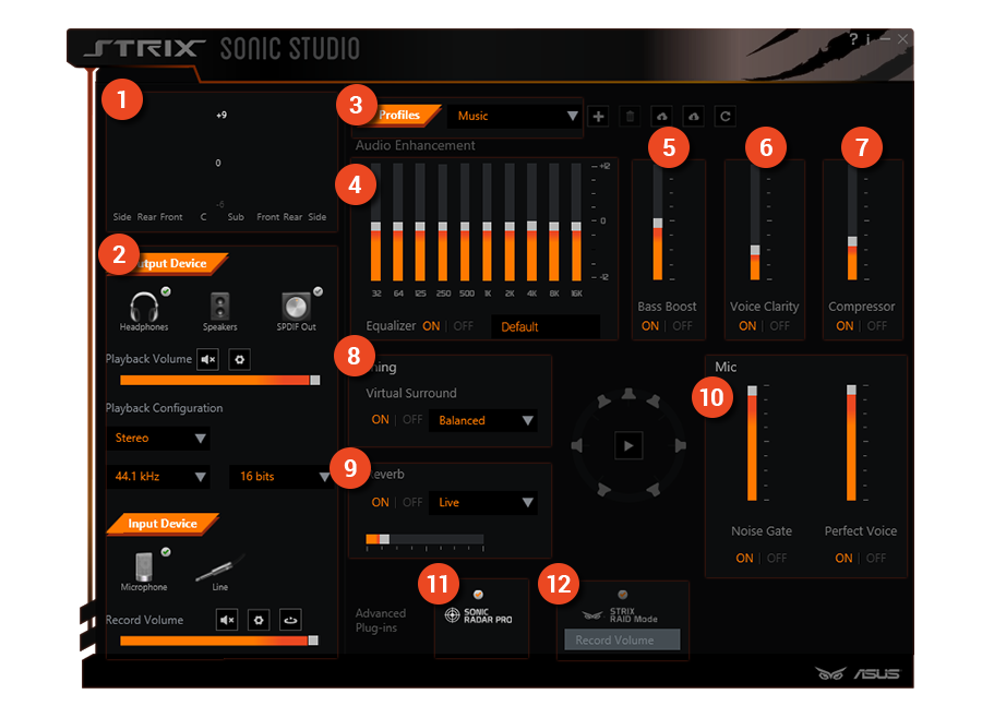 ASUS Strix RAID PRO sonic studio user interface