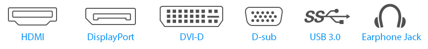 Le BE24DQLB présente de nombreuses options de branchement dont des ports HDMI, DisplayPort, DVI-D, D-Sub et deux ports USB 3.0.