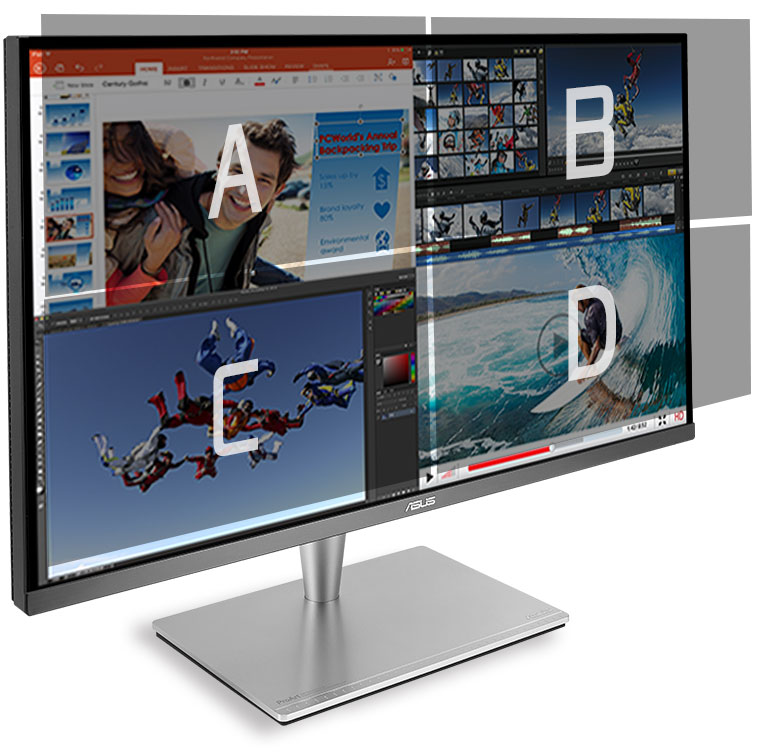 ProArt PA32UC can place multiple input sources side by side onscreen and configure each individual window's color settings.