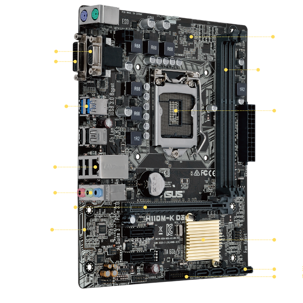 Asus Micro ATX DDR4 LGA 1151 Motherboards H110M-K 