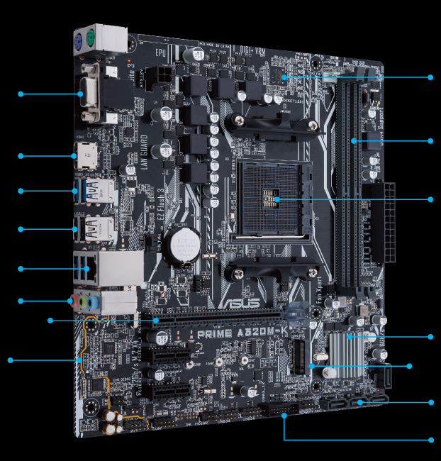 ASUS PRIME A320M-K AMD Ryzen AM4 DDR4 HDMI VGA M.2 USB 3.1 Micro-ATX Motherboard 