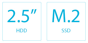 2.5 inch HDD, M.2 SSD