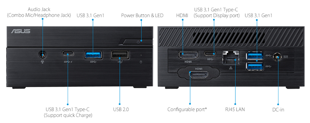 ASUSPRO PN60-Business mini PC- hdmi- USB 3.1- serial port and ASUSPRO PN60-Business mini PC-ODD-Wirelss Antenna