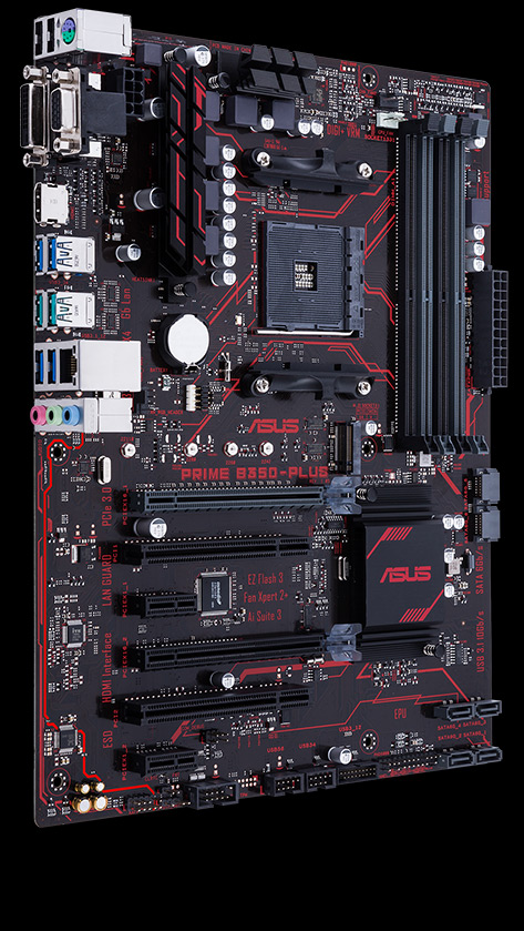 ASUS Prime B350-Plus AMD Ryzen AM4 DDR4 HDMI DVI VGA M.2 USB 3.1 ATX B350 Motherboard 