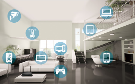 A house with a lot of smart home devices