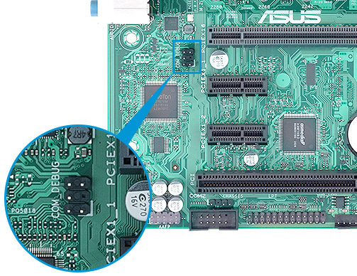 ASUS Pro H510M-CT/CSM COM Debug Header design highlight