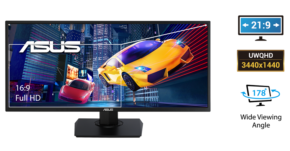 ASUS Monitor para juegos HDR ultra ancho de 34 pulgadas (VP349CGL) - UWQHD  21:9 (3440 x 1440), IPS, 100Hz, 1ms, USB-C con entrega de energía