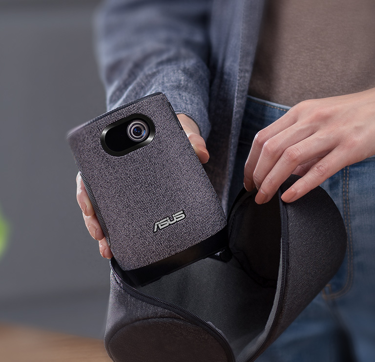 A convenient carry pouch lets you take ZenBeam Latte anywhere.
