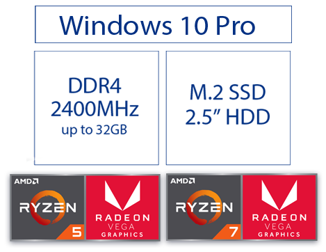 window 10 pro and AMD logos