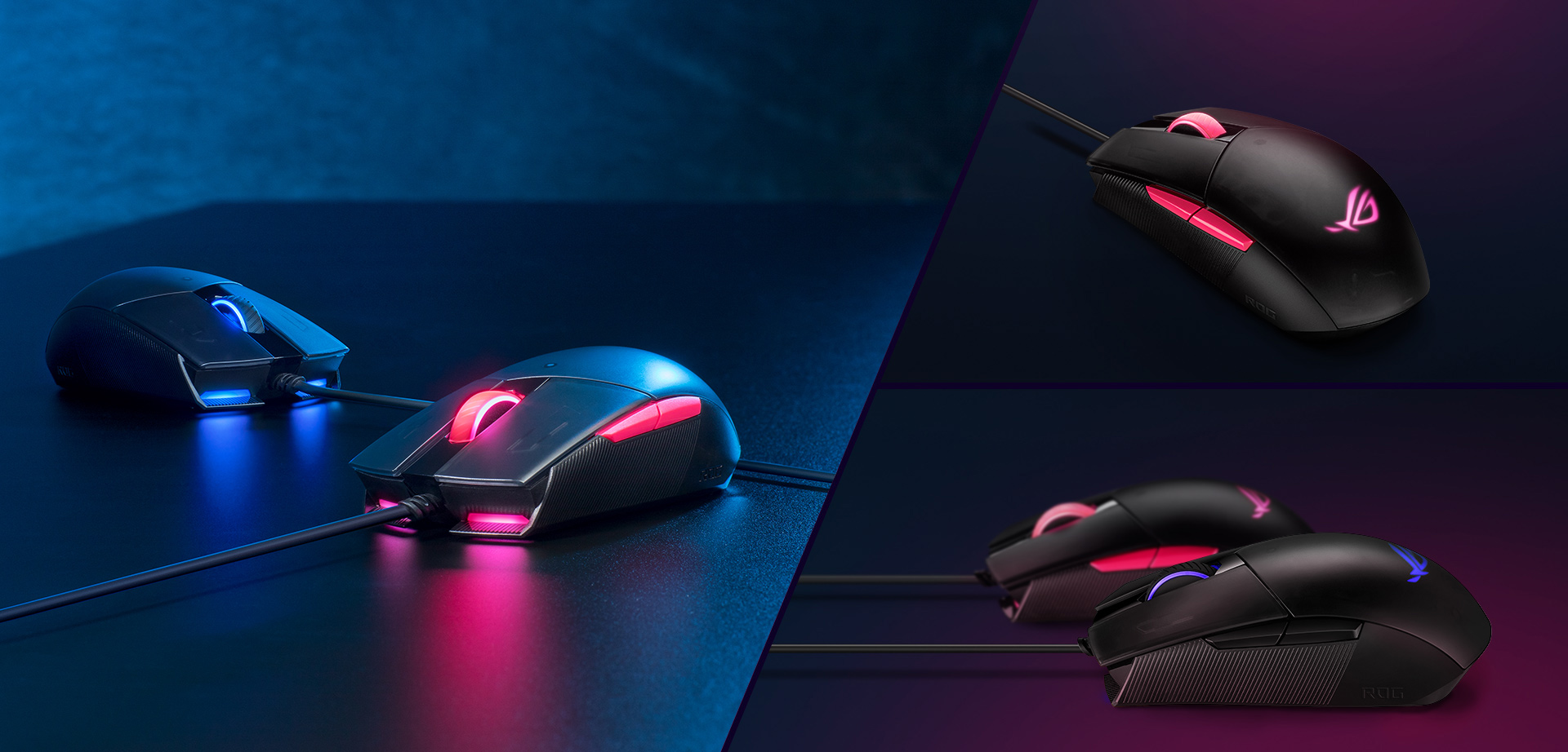 Images featuring both the ROG Impact II in its original color and in Electro Punk