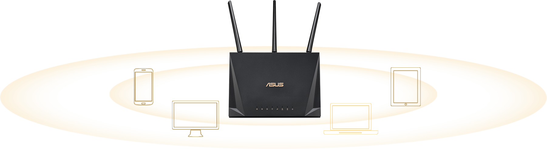 ASUS RT-AC2600 comes with Multi-user MIMO, allowing RT-AC2600 to serve multi-device at a time