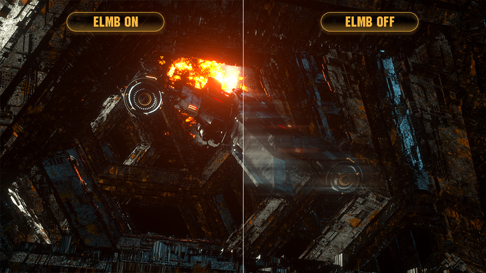 Comparison image between ELMB technology and without ELMB technology.