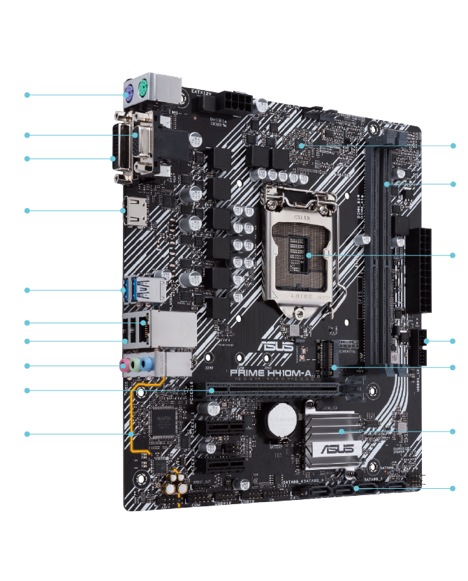 Placa Mãe Asus Prime Intel H410m-e, LGA1200, Ddr4 2933mhz, M.2, Usb 3.2