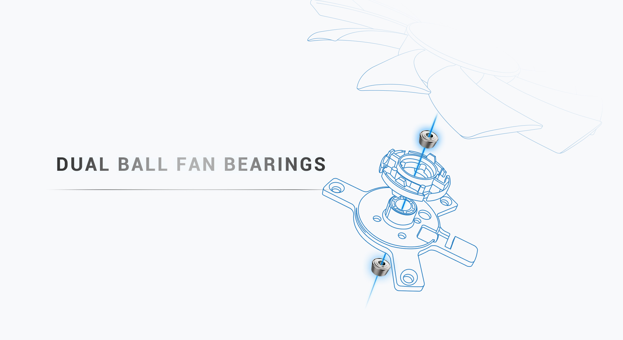 Dual ball fan bearing design line art