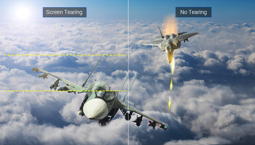 Comparison of Adaptive-Sync on and mode off.