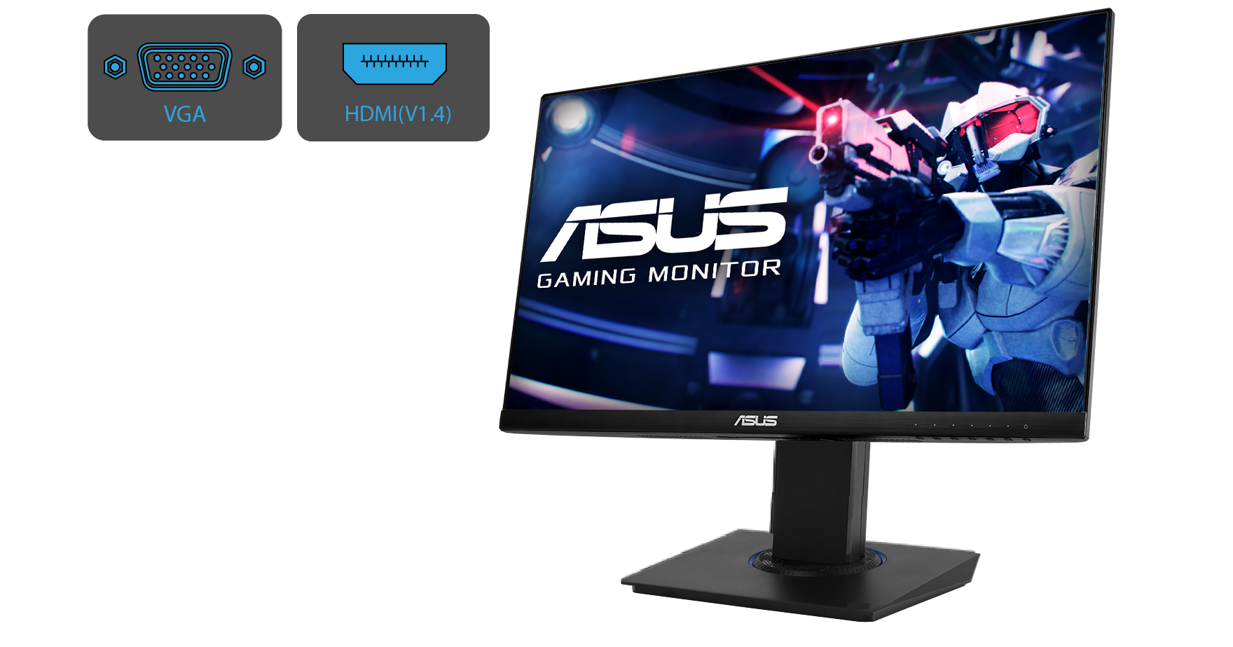 ASUS 23.8” 1080P Gaming Monitor (VG246H) - Full HD, IPS, 75Hz, 1ms,  FreeSync, Extreme Low Motion Blur, Low Blue Light, Flicker Free, VESA  Mountable