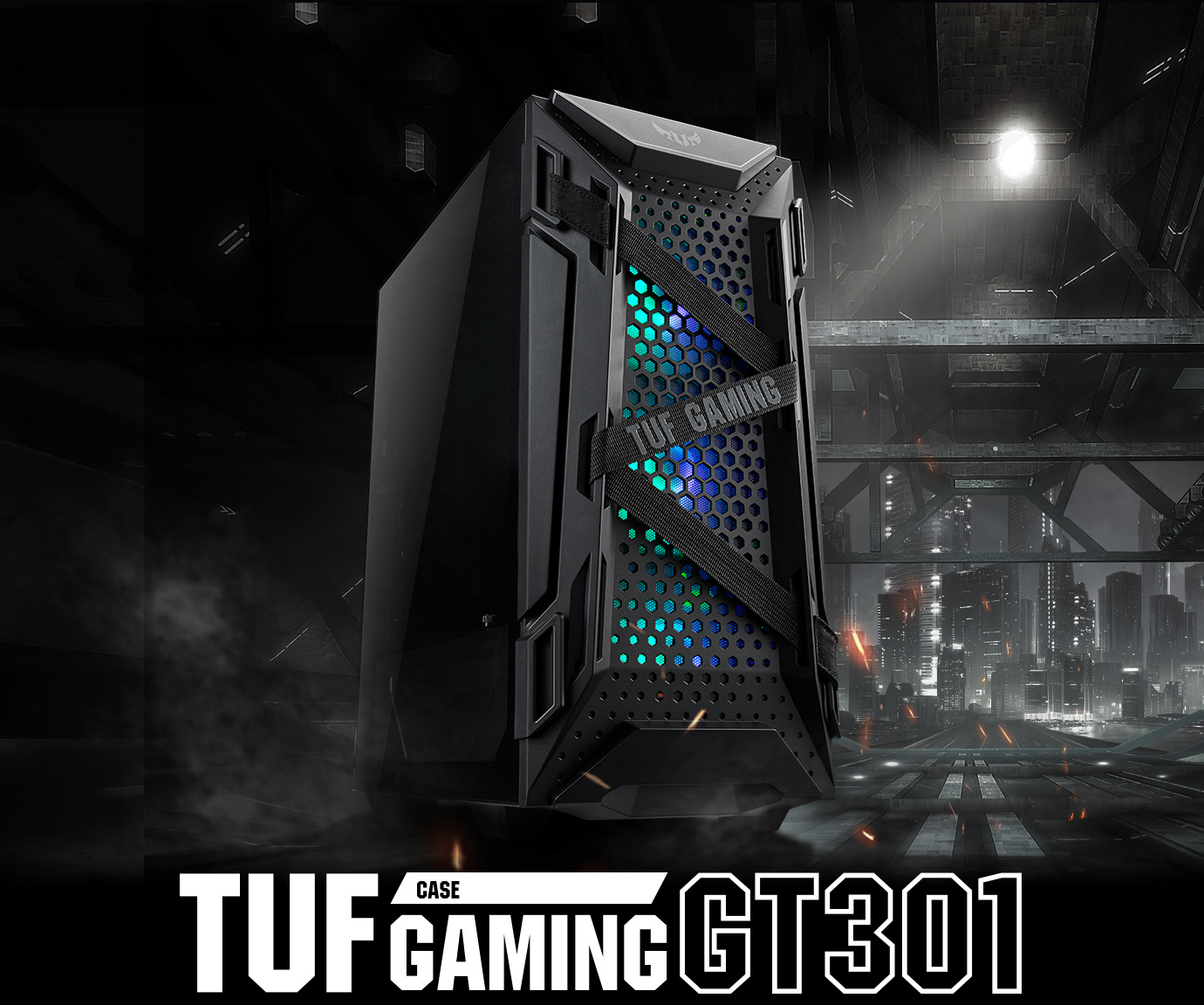 華碩 TUF Gaming GT301 電競機殼產品照片。